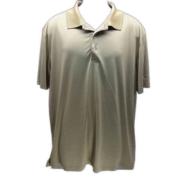 Pro Tour Men's XL 3 Button Golf Polo. Gold/ White Stripe. Arm Logo.............. - Picture 1 of 10
